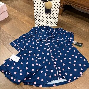 kate spade Navy with Pink Polka Dot Short Pajama Set